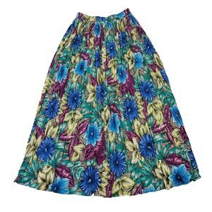 Via Sant Andrea VTG Accordion Boho Feminine Multicolor Floral‎ Maxi Skirt Sz 10T